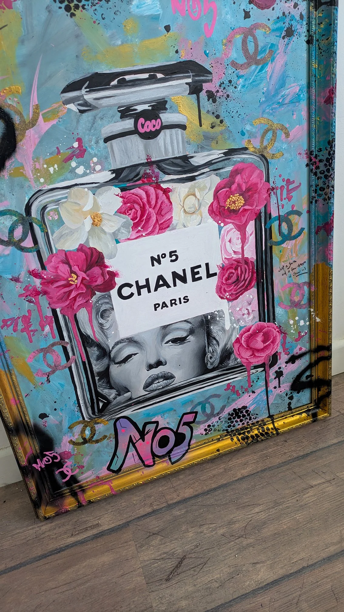 Marilyn Monroe X Chanel no5 - Original Painting. Chanel no5 wall